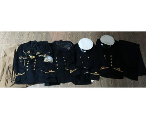 A kit bag containing 1960s Naval officer's uniforms with Sub Leftenant rank including three No 1 dress jackets and trouser, m