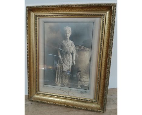 Queen Mary, full length portrait by Lafayette, signed and dated 1923 in the margin, glazed, modern frame, 46cm x 56cm.