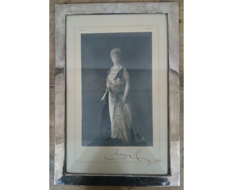 Queen Mary, a full length photographic portrait by W&amp;D Downey, mounted on card with royal crest, signed and dated 1926 in