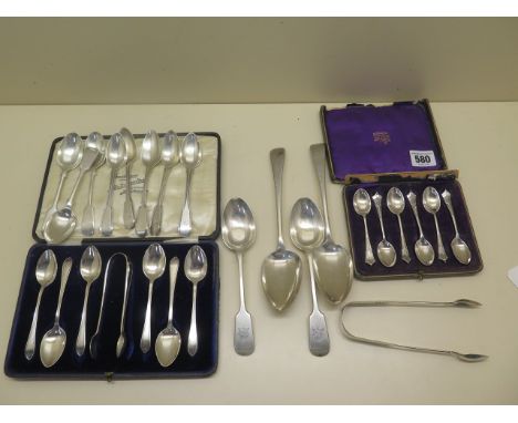 A collection of assorted silver flatware. Total weight approx 18.4 troy oz 