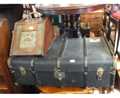A cabin trunk and a Brass bound coal box