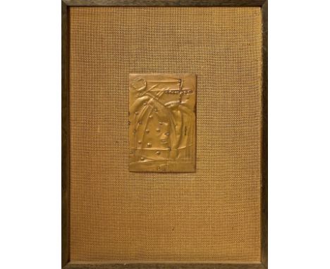 Bronze sculpture Embossed and highlighted copper, signed P. M (Pio Manzù).  h 16, 5 x 11 cm  