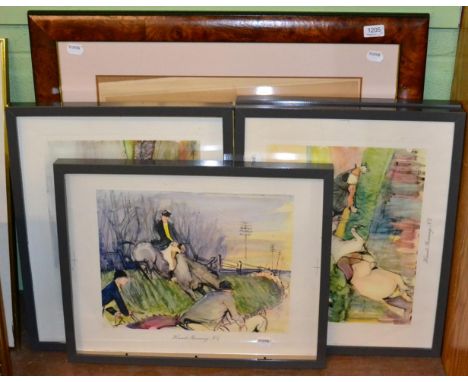 After Lionel Edwards' Hunting Types' lithograph, published by Lawrence and Jellicoe, bird's eye maple framed, 43cm by 51cm; t