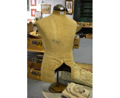 Circa 1930/40s Harris &amp; Sheldon table top adjustable gents mannequin, with copper type mount and stepped circular base