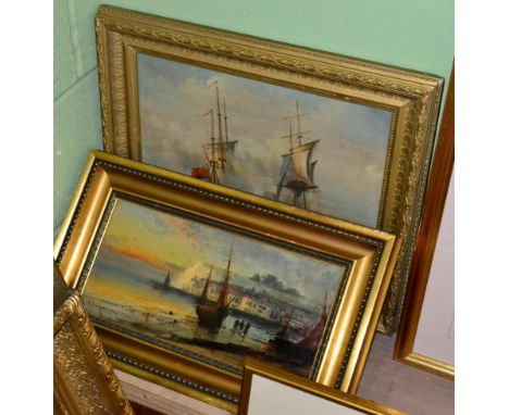 M R Mackrill, ''A Battle at Sea'', unsigned, oil on canvas; together with an indistinctly signed and dated seascape (2) 