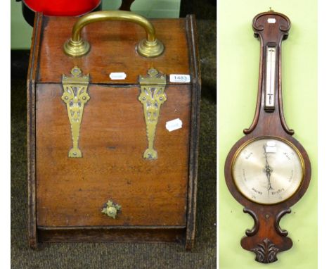 A Victorian rosewood banjo wall barometer, by Newton &amp; Co; and a Victorian coal purdonium (2) 