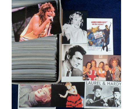 Music &amp; Entertainment, a collection of 300+ modern postcards, all in sleeves, showing Film Stars, Popstars, Groups etc no