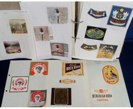 Beer labels, Overseas, Brazil, (175), Bulgaria, (200), Cameroon (25) &amp; Canada (700), a lever arch album containing an ext