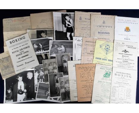 Boxing, a selection mostly 1940's and 1950's inc. programmes from Inter-Services tournaments in India 1945 (3), various Amate