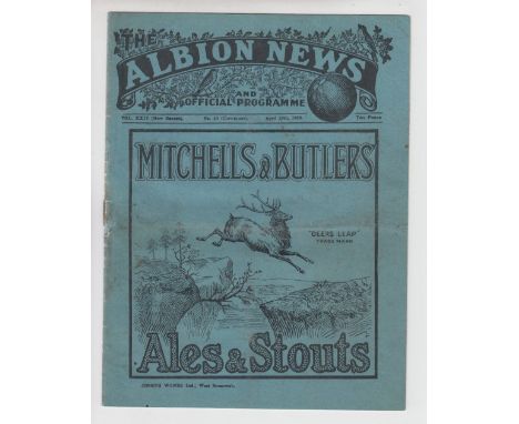 Football programme, WBA, dual issue for matches v Liverpool 29 April 1932, Division 1 &amp; v Aston Villa Staffordshire Senio