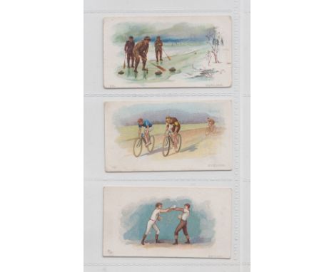 Trade Cards, CWS, British Sport series, 3 cards, no. 16 Boxing, no.19 Cycling, no. 22 Curling (some light foxing, fair/gd)