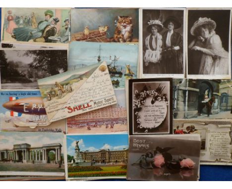 Postcards, a topographical and subject card mix of approx. 95 cards inc. Shell Motor Spirit Advert 1907 (sl grubby), also Edw