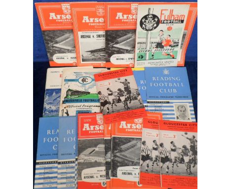 Football programmes, 1950's selection (25) inc. Fulham v Newcastle 50/1, Arsenal v Tottenham 52/3 Charity game, Reading v Bri