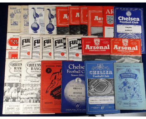 Football Programmes, collection of 24 x 1950s London club programmes, inc. Millwall v Manchester City 54/55 Friendly, Chelsea