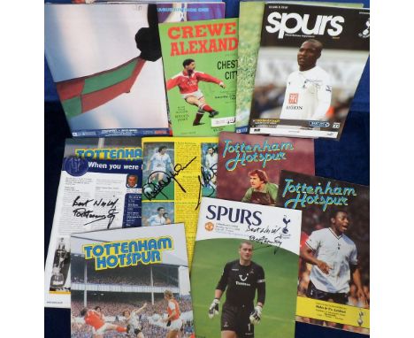 Football autographs, a collection of 18 signed programmes, mostly involving Tottenham, noted v Wolves 79/80 (Greaves), Liverp