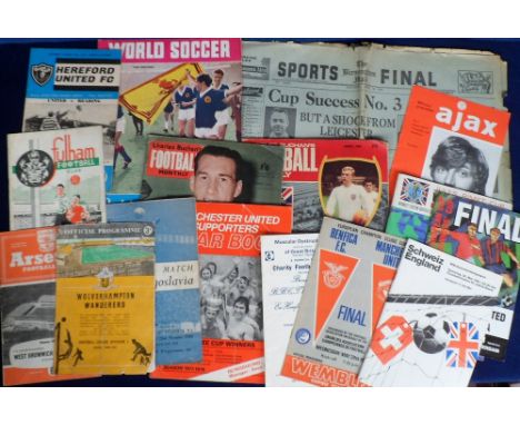 Football memorabilia, a mixed selection of items 1950's onwards inc. programmes, England v Yugoslavia 1950 at Highbury, Fulha