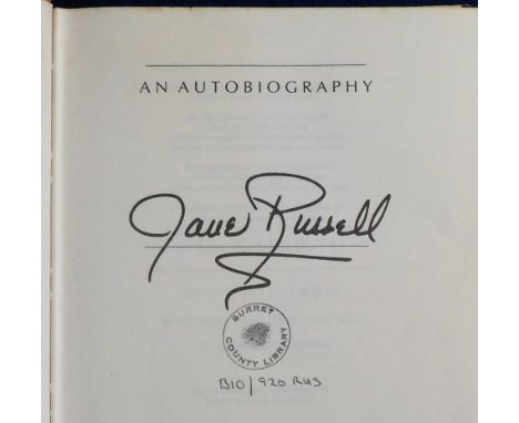 Celebrity autograph, Jane Russell, signed book,  Autobiography First edition 1986 signed to title page and inside page, compl