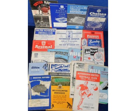 Football programmes, Cardiff City aways, 25 away match programmes, 1959/60 (6) inc. Rotherham, Leyton Orient, Swansea etc and