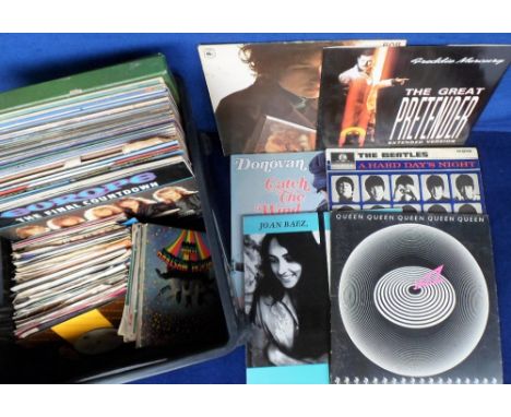 Vinyl records, a mixed selection of LP's/12" singles (40+) &amp; 45rpm records (approx. 75), very mixed music styles &amp; ar