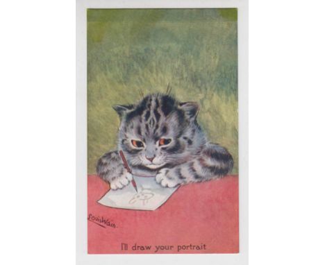Postcard, Louis Wain, Cats, 'I'll draw your portrait' published by  C W Faulkner &amp; Co (vg) (1)