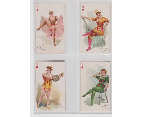 Cigarette cards, USA, Moore &amp; Calvi, Beauties, playing card inset, Set 2 'X' size (set, 53 cards) (gd)