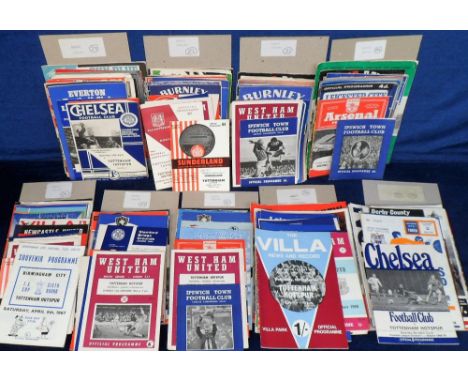 Football programmes, Tottenham Hotspur, complete set of 9 seasons of away match programmes for matches played in the League, 