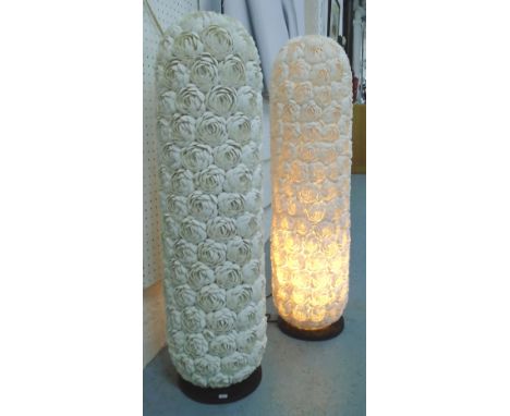 TABLE LAMPS, a pair, with shades consisting of inlaid shells, 82cm H. (2)