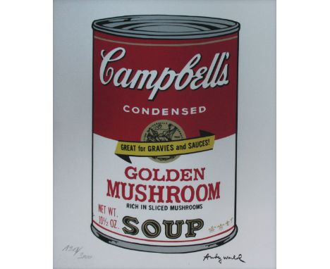 ANDY WARHOL (American, 1928-1987), 'Golden Mushroom Campbell's Soup', lithograph in colours, signed in the plate, 50cm x 40cm