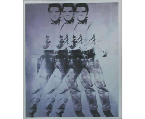 ANDY WARHOL (American, 1928-1981), '3 Elvis', lithograph in colours, 43.5cm x 32cm, framed. 