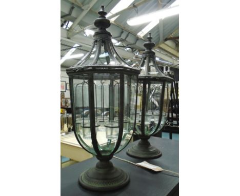 STORM LANTERNS, a pair, with internal night light holders, 74cm H. (2)