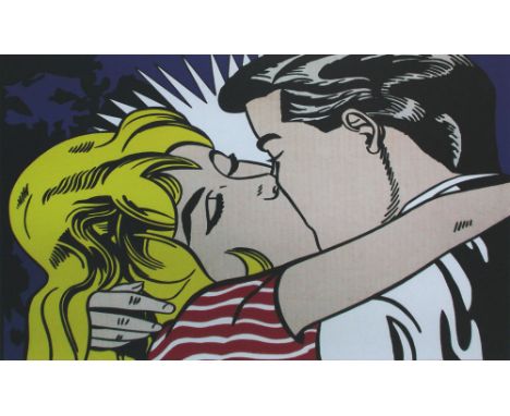 ROY LICHTENSTEIN (American, 1923-1997), 'Kiss II', circa 1962, lithograph in colours, 49cm x 58cm, framed. 