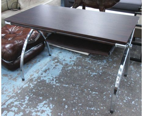 COMPUTER DESK, with shelf on chromed metal supports, 120cm x 60cm x 78cm H. 