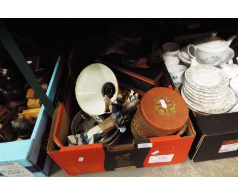 A selection vintage camping equipment to include water bottles, cooker, together with advertising tins and an anglepoise lamp
