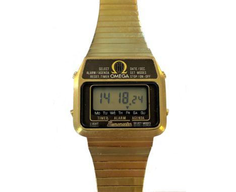 Omega - A gentleman's gold-plated 'Memomaster' multi function digital wristwatch, circa 1979, ref: MD 382.0801, the signed re