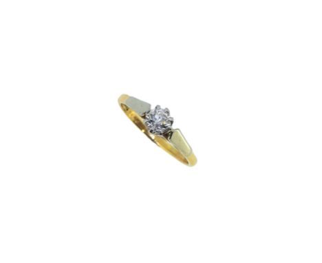 A diamond solitaire ring, claw set central old mine cut diamond, 4.3 x 4.1mm, estimated approximate weight 0.34ct, tapered wh