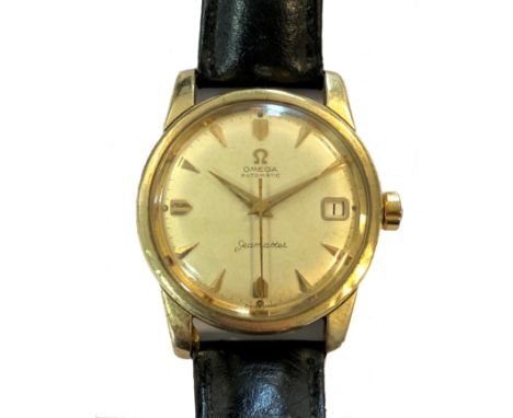 Omega - A gentleman's 'gold capped' 'Seamaster' wristwatch, circa 1958, model 315.164, the signed circular cream-coloured dia