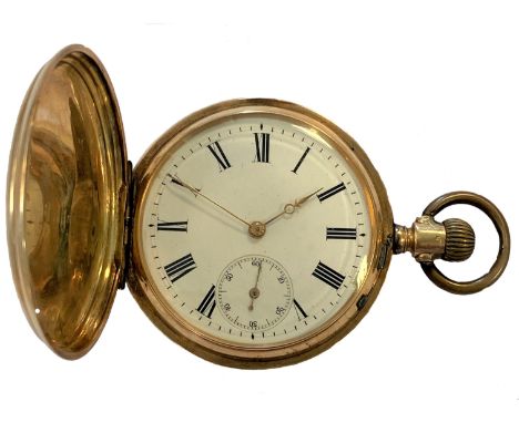 Grosjean Frères - A Swiss 14ct gold full hunter pocket watch, circa 1920, the unsigned white dial, 40mm diameter, with black 