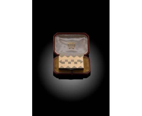 Cartier – A 9ct gold and diamond set Art Deco style travelling compact, circa 1941, of rectangular form and decorated all ove