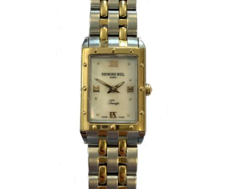 Raymond Weil - A lady's two colour 'Tango' wristwatch, model 5971, serial number K208759, the signed rectangular mother-of-pe