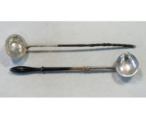 A George II silver punch ladle together with a William IV example, first, mark of Ralph Maidman, London 1731, plain egg shape