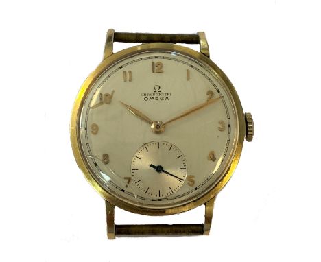 Omega - A rare and sought after gentleman's Swiss 18ct gold 'Chronomètre' wristwatch head, circa 1944, the signed circular si