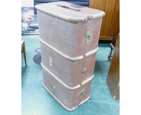 Vintage travel trunk, labelled SHC