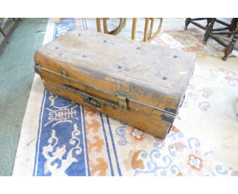 Vintage metal tin trunk 