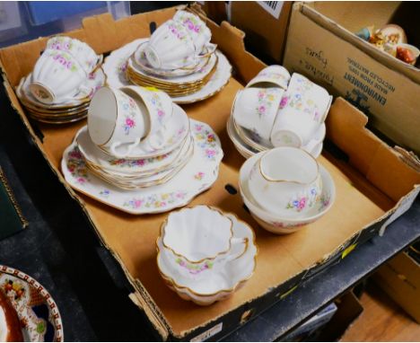 Two floral part tea sets, Stanley bone china and Melba bone china
