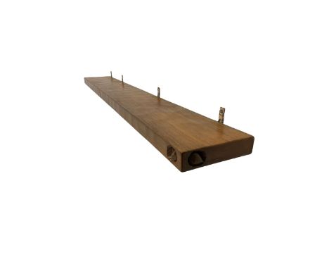 Thompson of Kilburn 'Mouseman' single plank adzed wall shelf W135cm