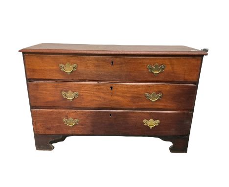 19th century shallow walnut chest, fitted with three drawers, on bracket feetDimensions: Height:&nbsp;73cm&nbsp; Length/Width