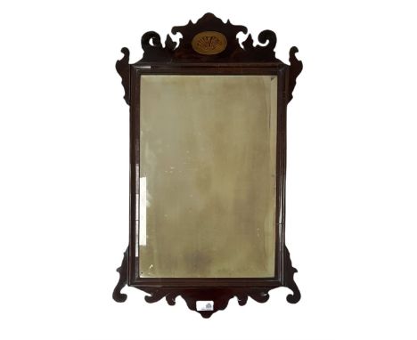 19th century Chippendale style mahogany mirror with shell inlay  
