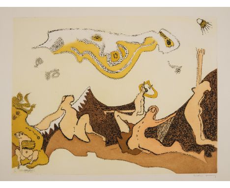 δ Dorothea Tanning (1910-2012)Petite angoisse; Elysian Fields; Nue CouchéeTwo sugar-lift aquatints printed in colours, 1973-7