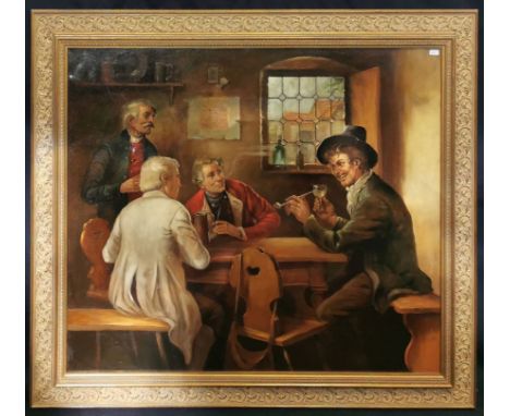 ANDRÉE, KARL (deutscher Genre-, Tier- und Landschaftsmaler des 20. Jh.), Gemälde: "Im Wirtshaus", Öl auf Leinwand, unten rech
