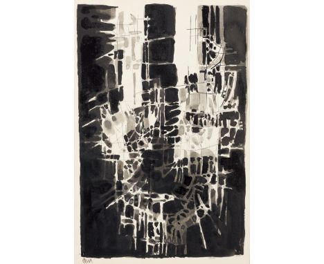 Tachiste School,&nbsp;French active c.1959 -&nbsp;Untitled, 1959;&nbsp;ink on paper, signed with initials indistinctly and da